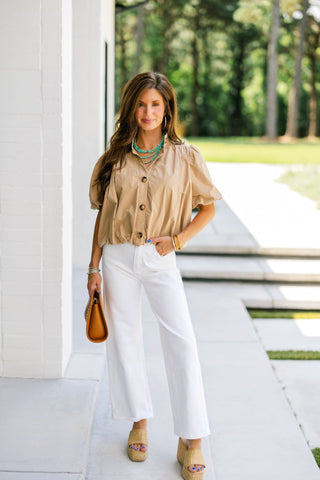 Audrey Latte Bubble Hem Top - Instyle Boutique