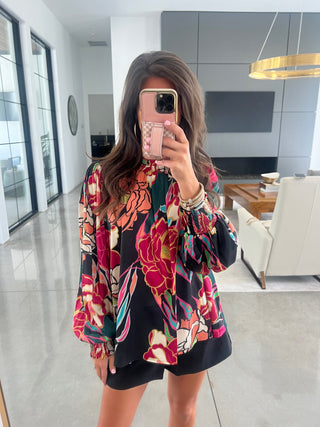 Feeling Floral Black Top