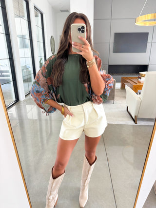 Into the Garden Olive Floral Top