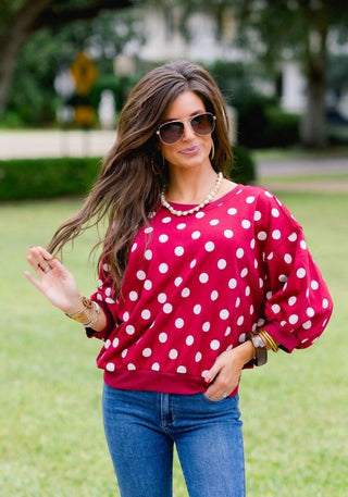 Nothing Better Burgundy Polka Dot Top - Instyle Boutique