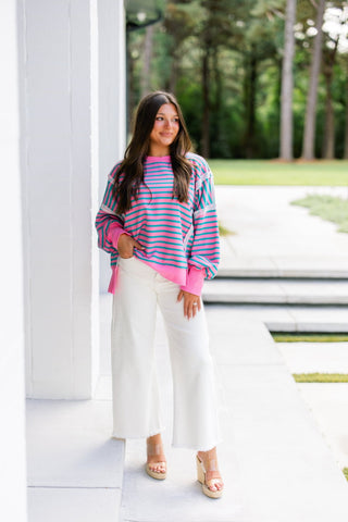 Easy Going Striped Pullover Top - Instyle Boutique