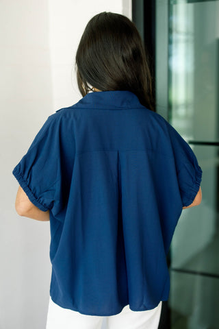 Business Babe Navy Top - Instyle Boutique