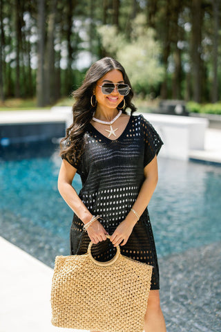 The Cabana Knit Cover - Up - Black - Instyle Boutique