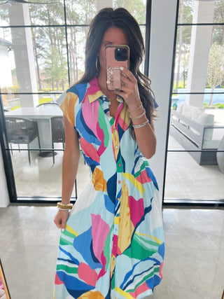 Color Me Happy Button Front Midi Dress - Instyle Boutique
