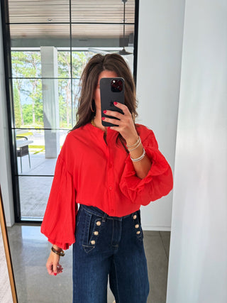 Red Puff Perfection Top