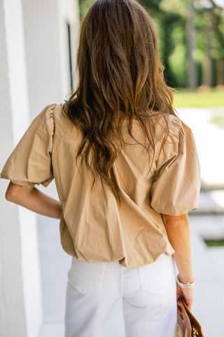 Audrey Latte Bubble Hem Top - Instyle Boutique