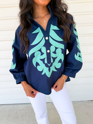 Moonlit Lagoon Top - Navy - Instyle Boutique