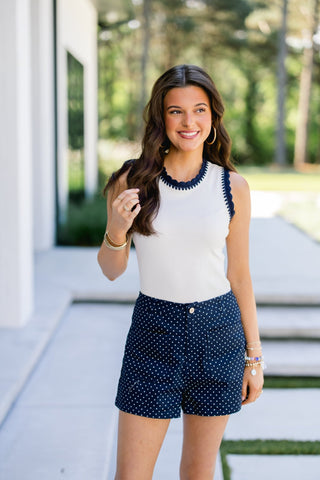 Timeless Touch Navy & White Tank - Instyle Boutique