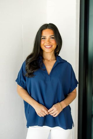 Business Babe Navy Top - Instyle Boutique