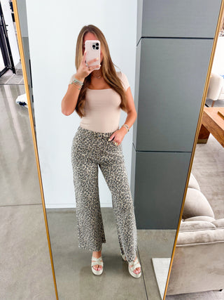 Lost In Leopard Wide Leg Denim