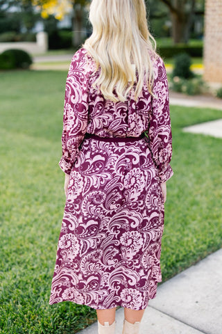 Blooming Detail Burgundy Midi Dress - Instyle Boutique