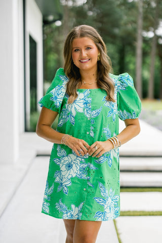 Summer Stroll Green Floral Dress - Instyle Boutique