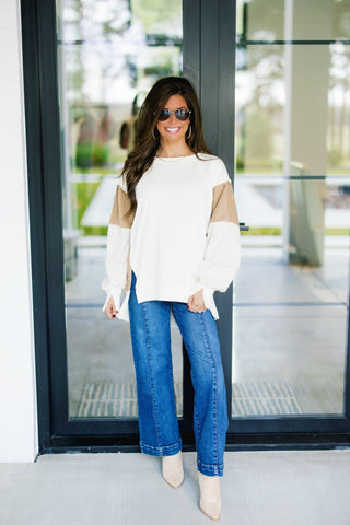 In Love Ivory Colorblock Top - Instyle Boutique