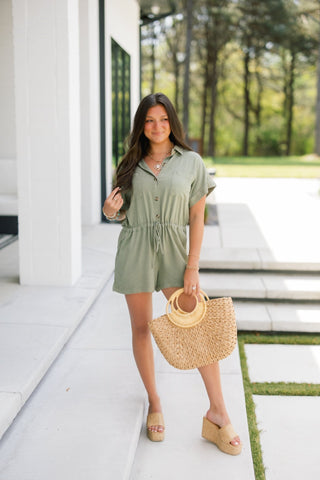Sage Kisses Romper - Instyle Boutique