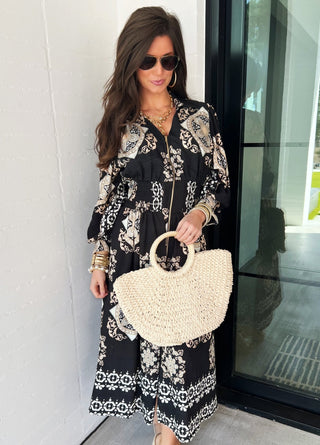 Midnight Mosaic Black Zipper Dress - Instyle Boutique