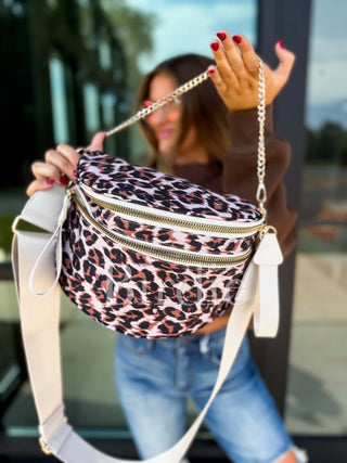 Birdie Leopard Double Zipper Crossbody
