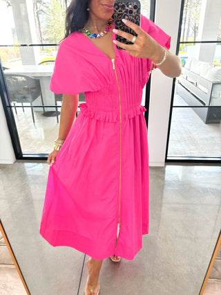 Flamingo Flutter Smocked Waist Dress - Instyle Boutique