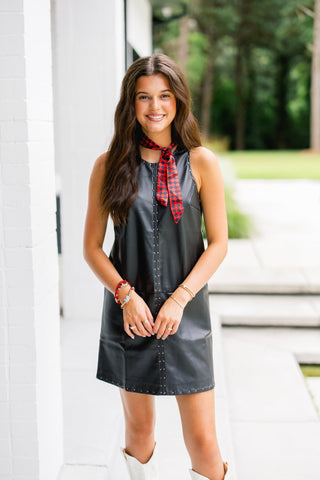 Midnight Moto Stud Shift Dress - Instyle Boutique