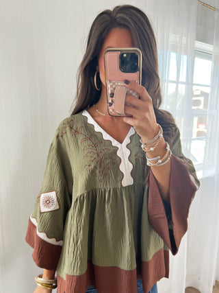 Opposites Attract Olive Top