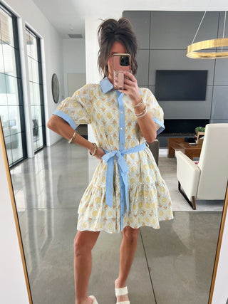 Chartreuse Charm Mix Dress - Instyle Boutique