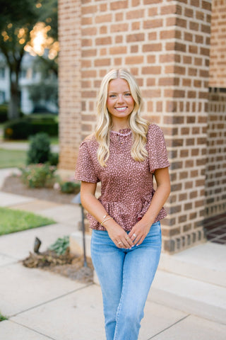 Fantastic Fawn Print Pink & Brown Top - Instyle Boutique