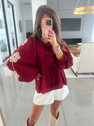 Elegant Embroidered Sleeve Top