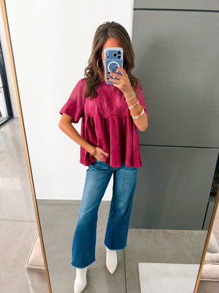 Sweet Burgundy Babydoll Top - Instyle Boutique