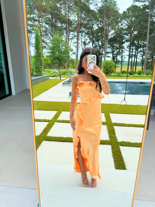 Apricot Breeze Ruffle Maxi - Instyle Boutique