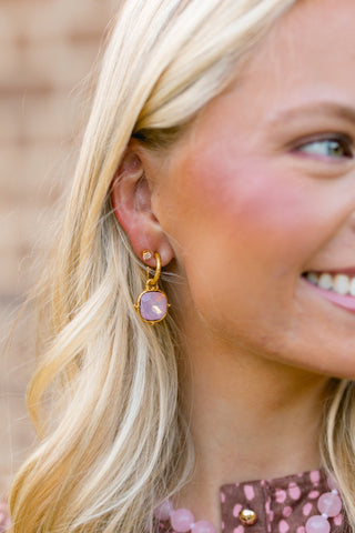 Rose Square Stone Earrings - Instyle Boutique