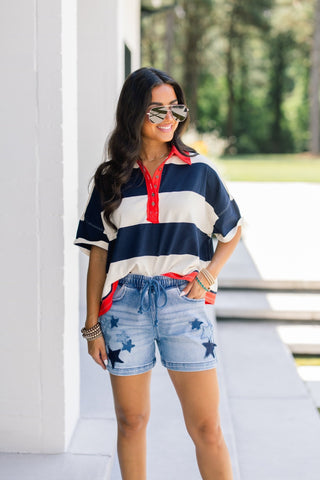 Star-Spangled Denim Shorts - Instyle Boutique