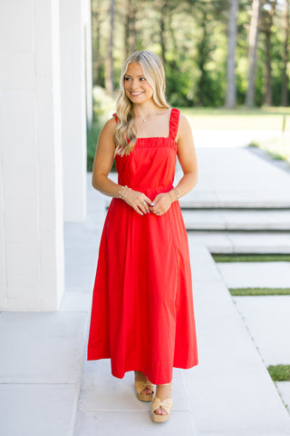 Call Me Later Red Midi Dress