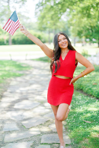 To The Tailgate Red Sweater Set