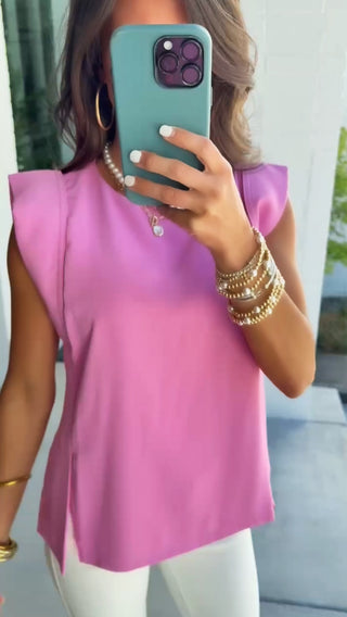 Pretty in Pink Power Shoulder Top - Instyle Boutique
