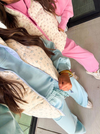 Blue Floral Puffer Vest - Instyle Boutique