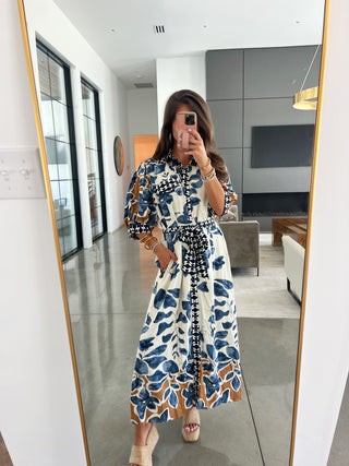 Best One Yet Blue Printed Midi Dress