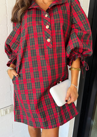Holiday Vibes Red Plaid Dress
