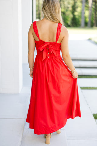 Call Me Later Red Midi Dress