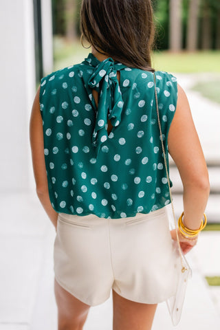 Daring Dotted Hunter Green Top - Instyle Boutique