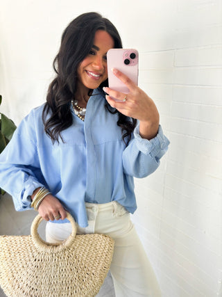 In The Moment Top - Blue - Instyle Boutique