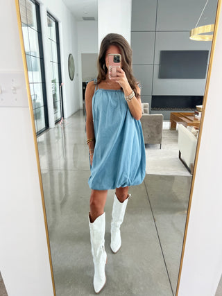 Stay On Trend Denim Bubble Dress