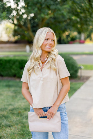 The Sahara Suede Short Sleeve Top
