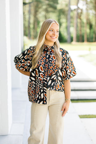 Love This For Me Leopard Top- Black