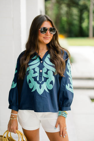 Moonlit Lagoon Top-Navy - Instyle Boutique