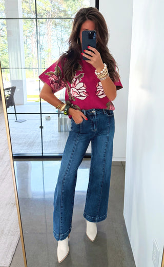 Marli Magenta Floral Sweater Top