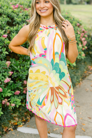 Girls Wanna Have Fun Green Printed Dress ~FINAL SALE~