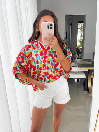 Be The Change Red Floral Top