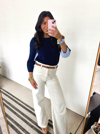 Marina Coastal Navy Sweater - Instyle Boutique