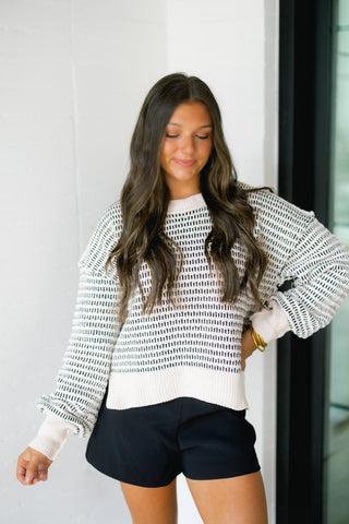 Black Two Tone Textured Sweater - Instyle Boutique