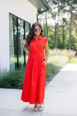 Rest Assured Red Pleated Dress - Instyle Boutique
