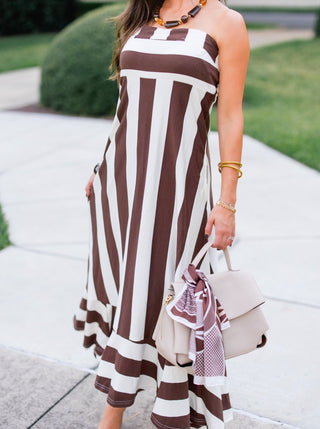 Carry On Brown Striped Dress - Instyle Boutique